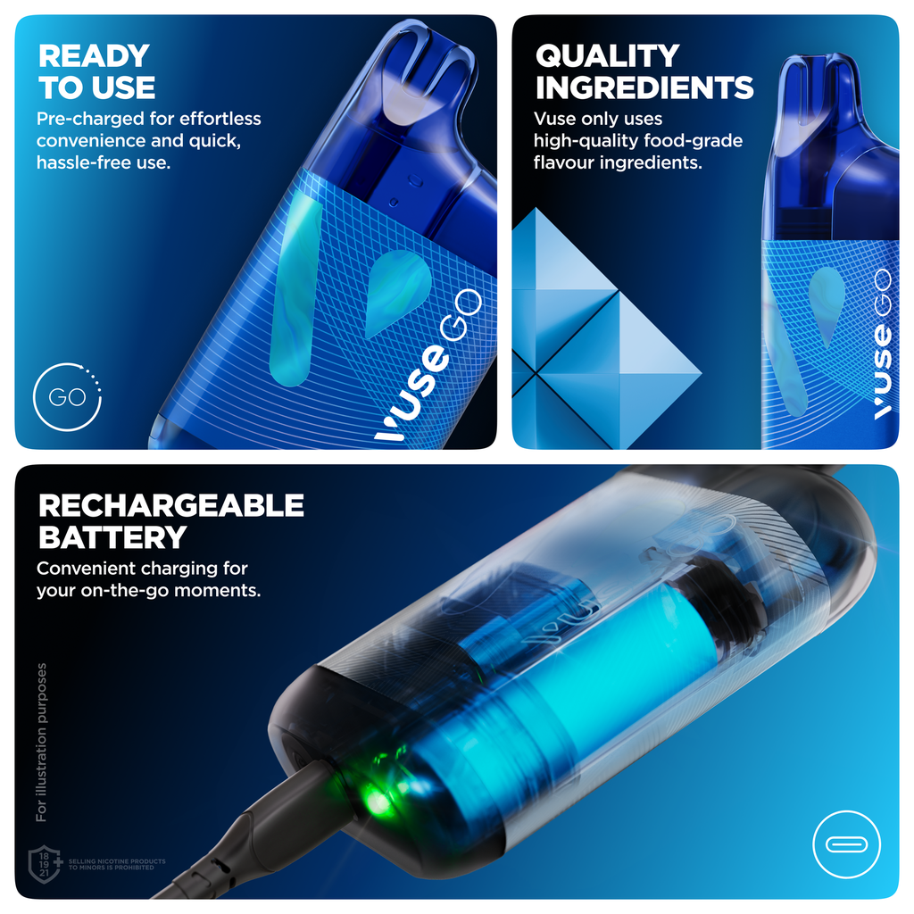 Vuse GO 5K 2.0 Disposable Vape, Golden Tobacco Ice 20mg
