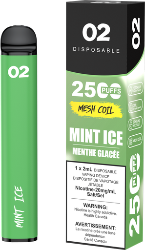 O2 2500 Puffs 2mL Disposable Vape